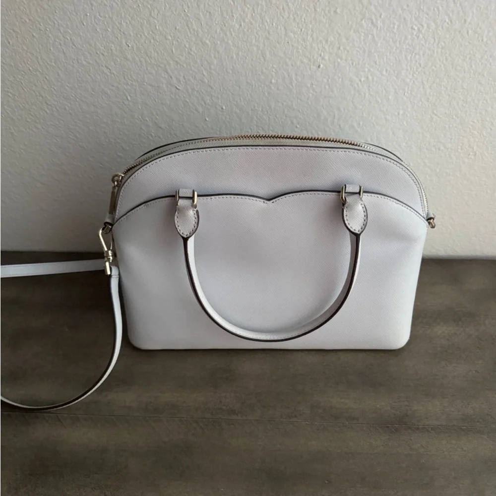 kate spade White Leather Dome Crossbody Satchel